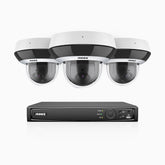 HZ504P - 8 Channel 3 Camera PTZ PoE Security System, 3K Super HD, 4X Optical Zoom, IK10 & IP67, 2.8-12 mm Lens, Intelligent Behavior Analysis, Color Night Vision & Anti-Fog